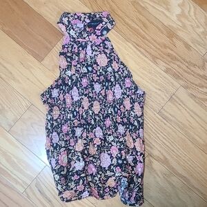 Cynthia Rowley's Black and Pink Floral Sleeveless Blouse